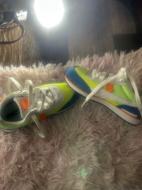 Puma Kids Neon Green, Blue and Orange Low-Top Sneakers